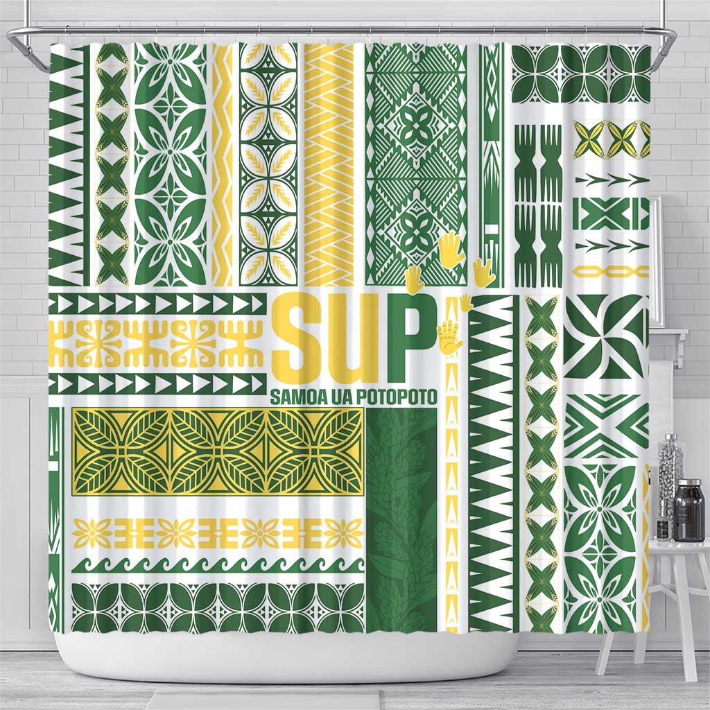 Samoa Uniting Party Shower Curtain SUP Est 2025 Siapo Pattern LT14 - Polynesian Pride