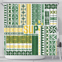 Samoa Uniting Party Shower Curtain SUP Est 2025 Siapo Pattern LT14 - Polynesian Pride