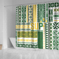 Samoa Uniting Party Shower Curtain SUP Est 2025 Siapo Pattern LT14 - Polynesian Pride