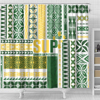 Samoa Uniting Party Shower Curtain SUP Est 2025 Siapo Pattern LT14 - Polynesian Pride