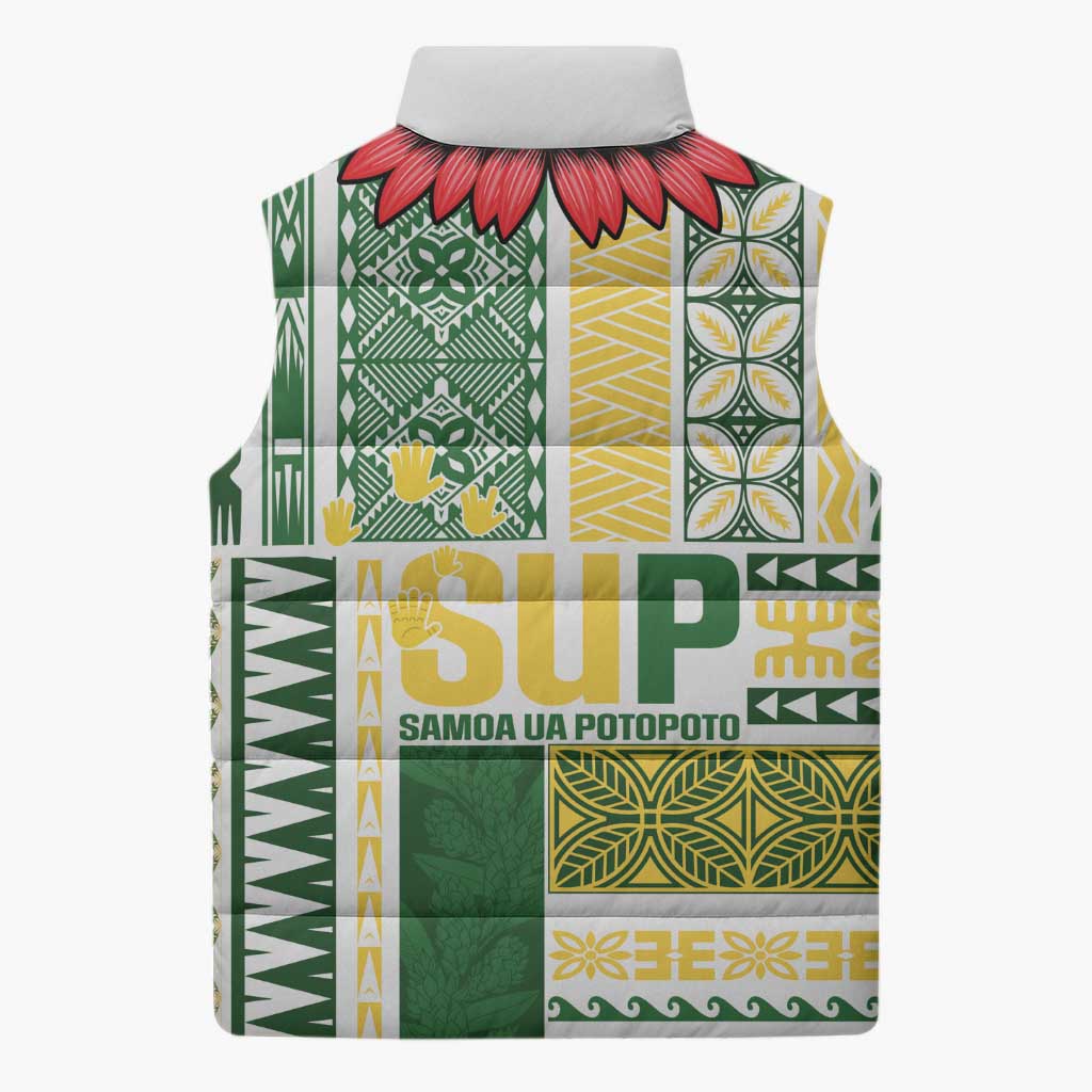 Samoa Uniting Party Sleeveless Puffer Jacket SUP Est 2025 Siapo Pattern - Polynesian Pride