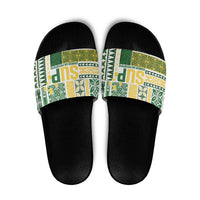 Samoa Uniting Party Slide Sandals SUP Est 2025 Siapo Pattern LT14 White - Polynesian Pride