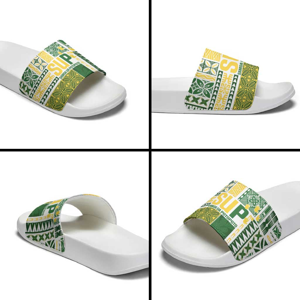 Samoa Uniting Party Slide Sandals SUP Est 2025 Siapo Pattern LT14 - Polynesian Pride