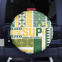 Samoa Uniting Party Spare Tire Cover SUP Est 2025 Siapo Pattern LT14 No hole White - Polynesian Pride