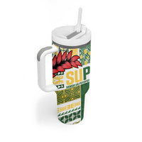 Samoa Uniting Party Tumbler With Handle SUP Est 2025 Siapo Pattern LT14 - Polynesian Pride
