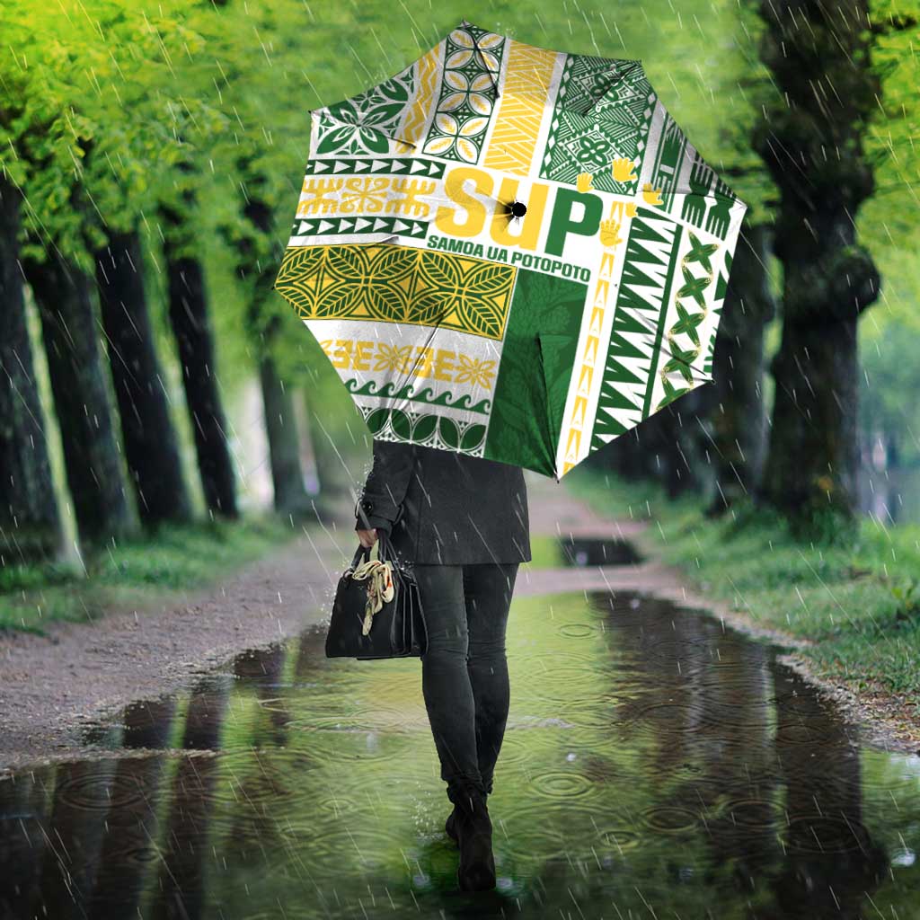 Samoa Uniting Party Umbrella SUP Est 2025 Siapo Pattern - Polynesian Pride