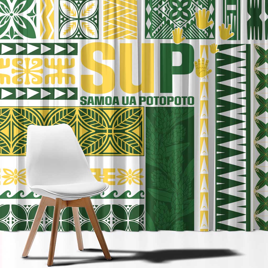 Samoa Uniting Party Window Curtain SUP Est 2025 Siapo Pattern LT14 - Polynesian Pride