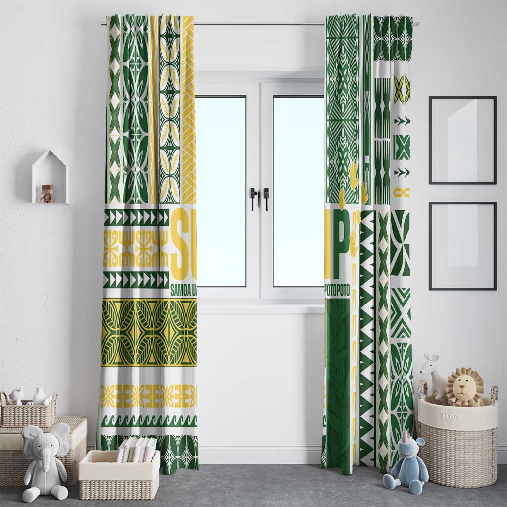 Samoa Uniting Party Window Curtain SUP Est 2025 Siapo Pattern LT14 - Polynesian Pride