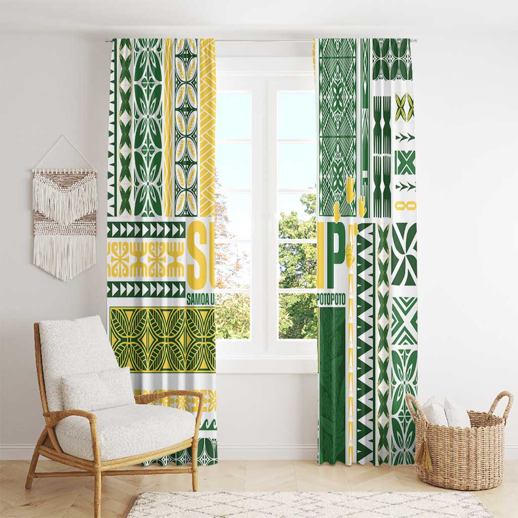 Samoa Uniting Party Window Curtain SUP Est 2025 Siapo Pattern LT14 - Polynesian Pride