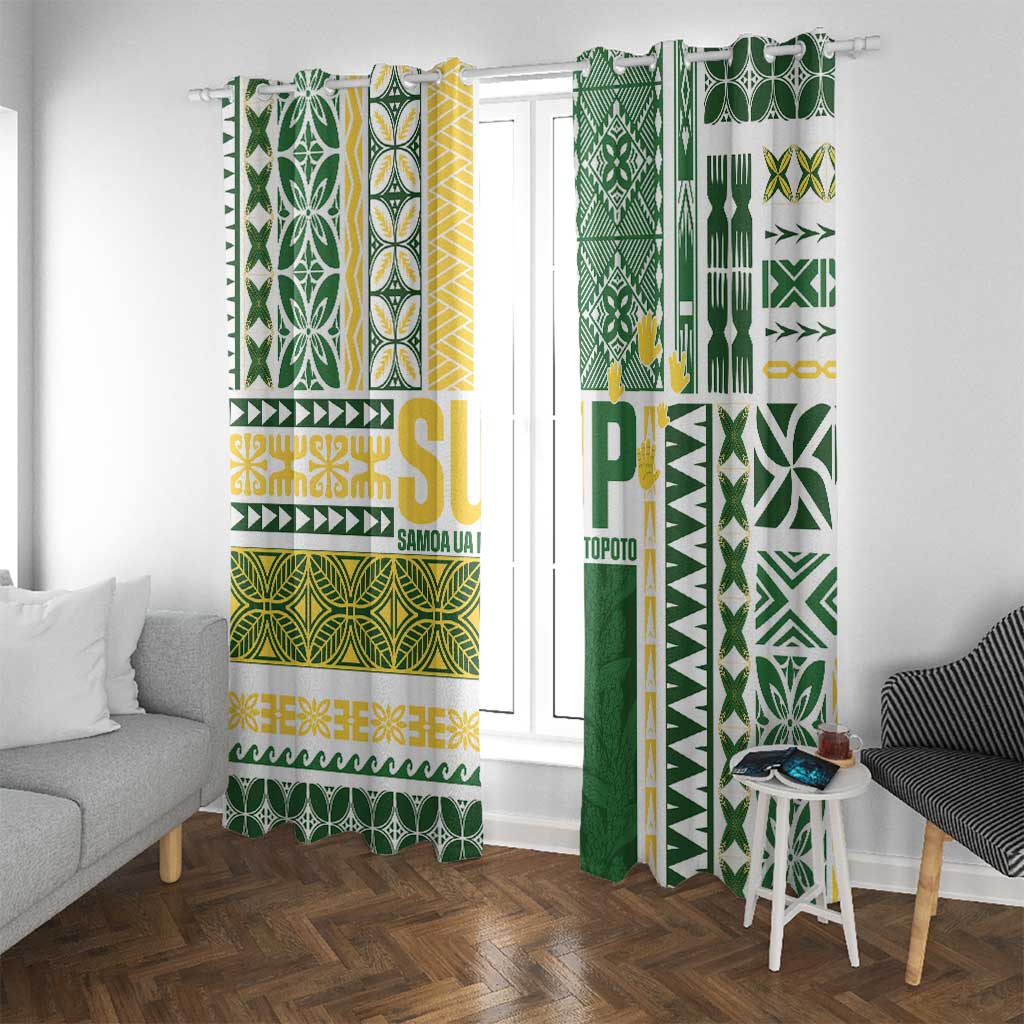 Samoa Uniting Party Window Curtain SUP Est 2025 Siapo Pattern LT14 With Grommets White - Polynesian Pride