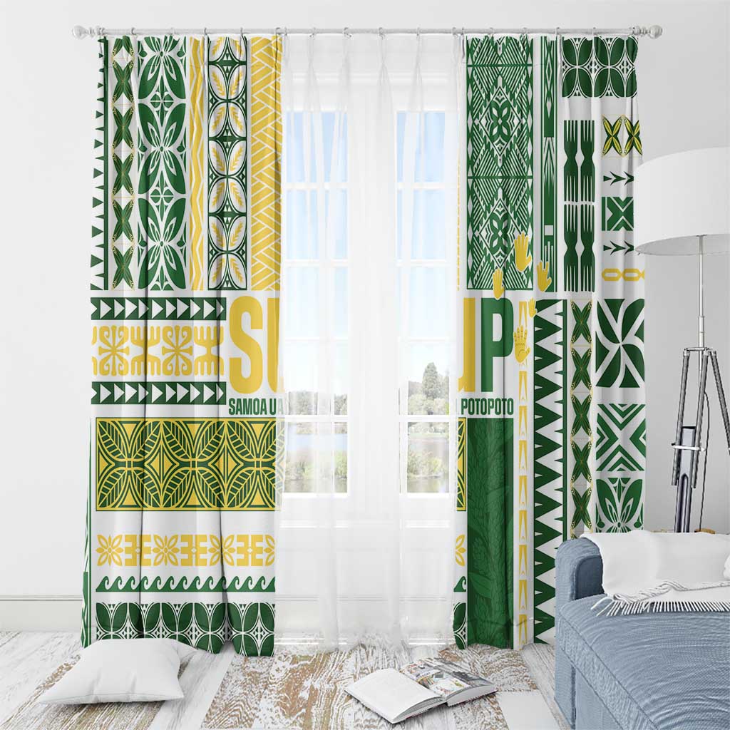 Samoa Uniting Party Window Curtain SUP Est 2025 Siapo Pattern LT14 - Polynesian Pride