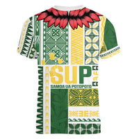 Samoa Uniting Party Women V-Neck T-Shirt SUP Est 2025 Siapo Pattern - Polynesian Pride