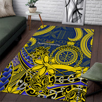 Niue Peniamina Gospel Day Area Rug Unique Niean Hiapo LT14 Blue - Polynesian Pride