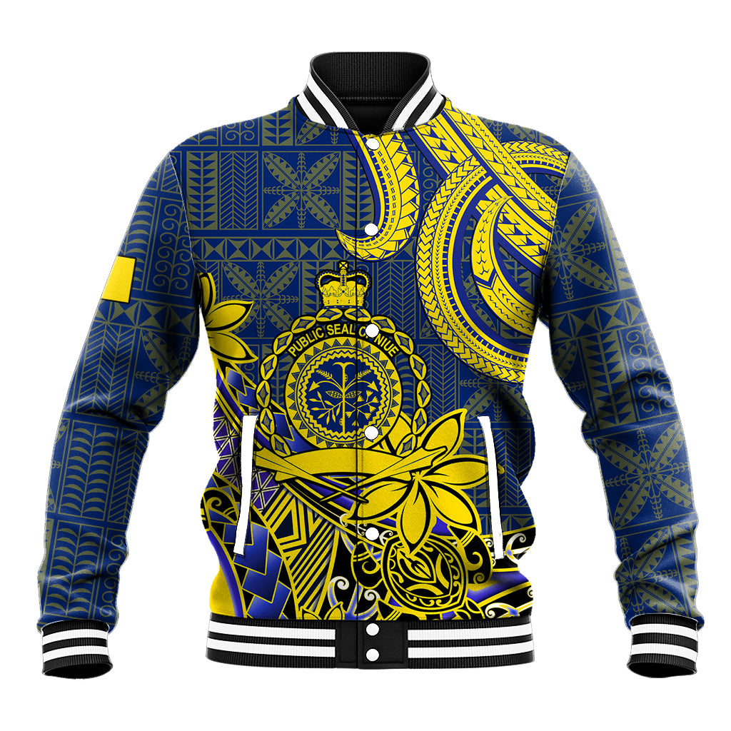 Niue Peniamina Gospel Day Baseball Jacket Unique Niean Hiapo LT14 Unisex Blue - Polynesian Pride