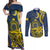 Niue Peniamina Gospel Day Couples Matching Off Shoulder Maxi Dress and Long Sleeve Button Shirts Unique Niean Hiapo LT14 Blue - Polynesian Pride