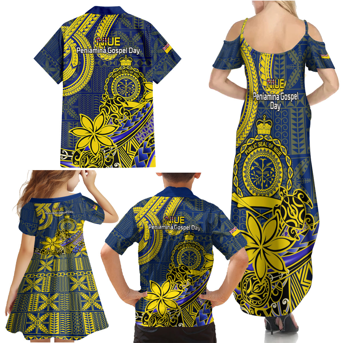 Niue Peniamina Gospel Day Family Matching Summer Maxi Dress and Hawaiian Shirt Unique Niean Hiapo LT14 - Polynesian Pride
