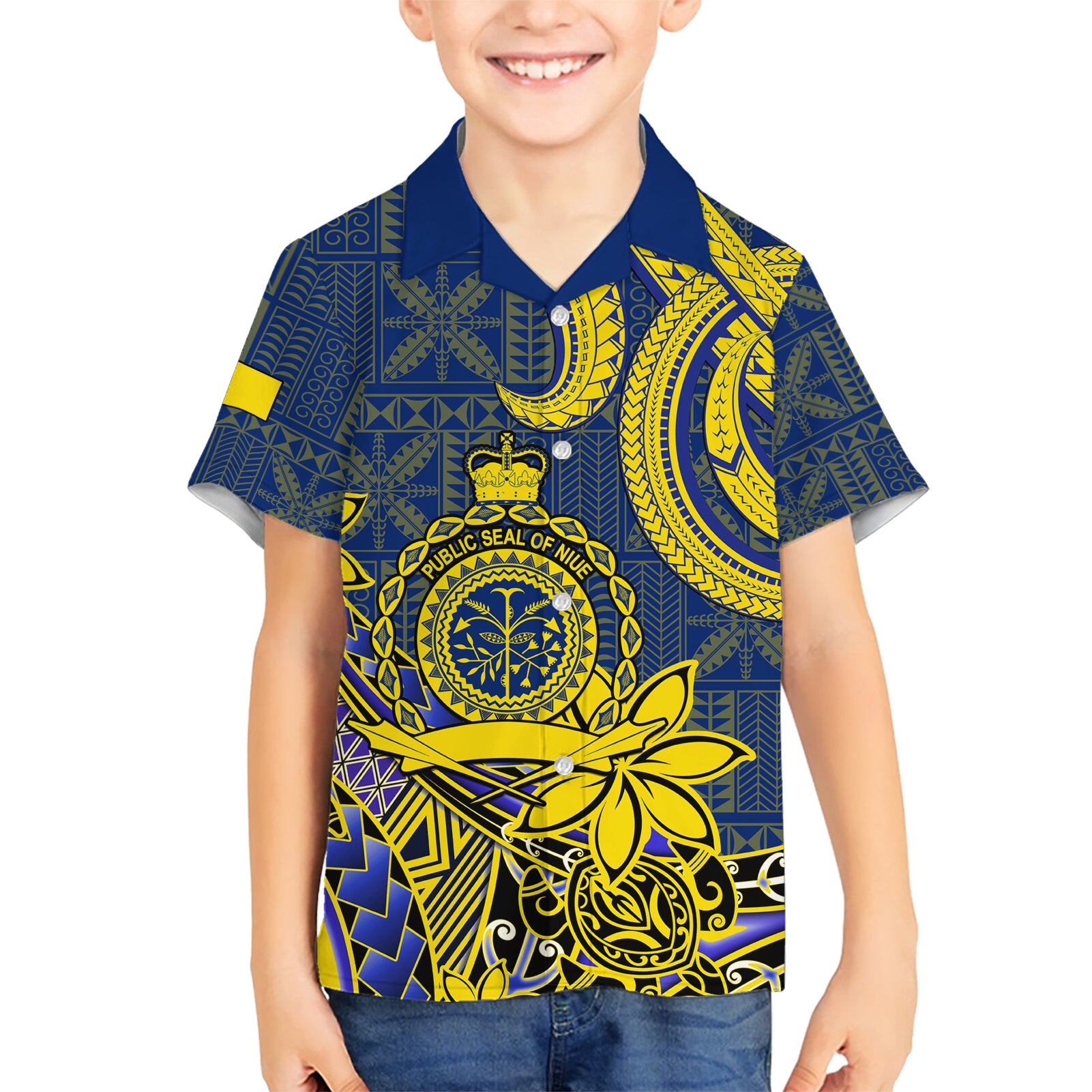 Niue Peniamina Gospel Day Kid Hawaiian Shirt Unique Niean Hiapo LT14 Kid Blue - Polynesian Pride
