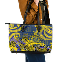 Niue Peniamina Gospel Day Leather Tote Bag Unique Niean Hiapo LT14 - Polynesian Pride