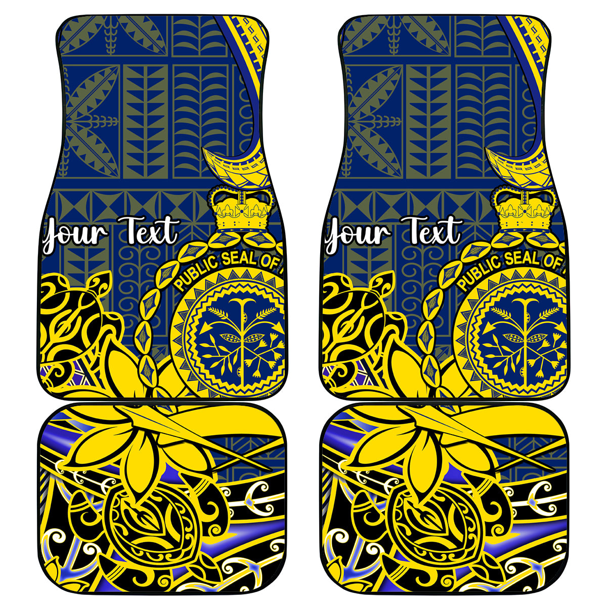 Personalised Niue Peniamina Gospel Day Car Mats Unique Niean Hiapo LT14 Blue - Polynesian Pride