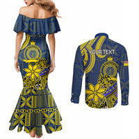 Personalised Niue Peniamina Gospel Day Couples Matching Mermaid Dress and Long Sleeve Button Shirts Unique Niean Hiapo LT14 - Polynesian Pride