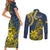 Personalised Niue Peniamina Gospel Day Couples Matching Short Sleeve Bodycon Dress and Long Sleeve Button Shirts Unique Niean Hiapo LT14 - Polynesian Pride