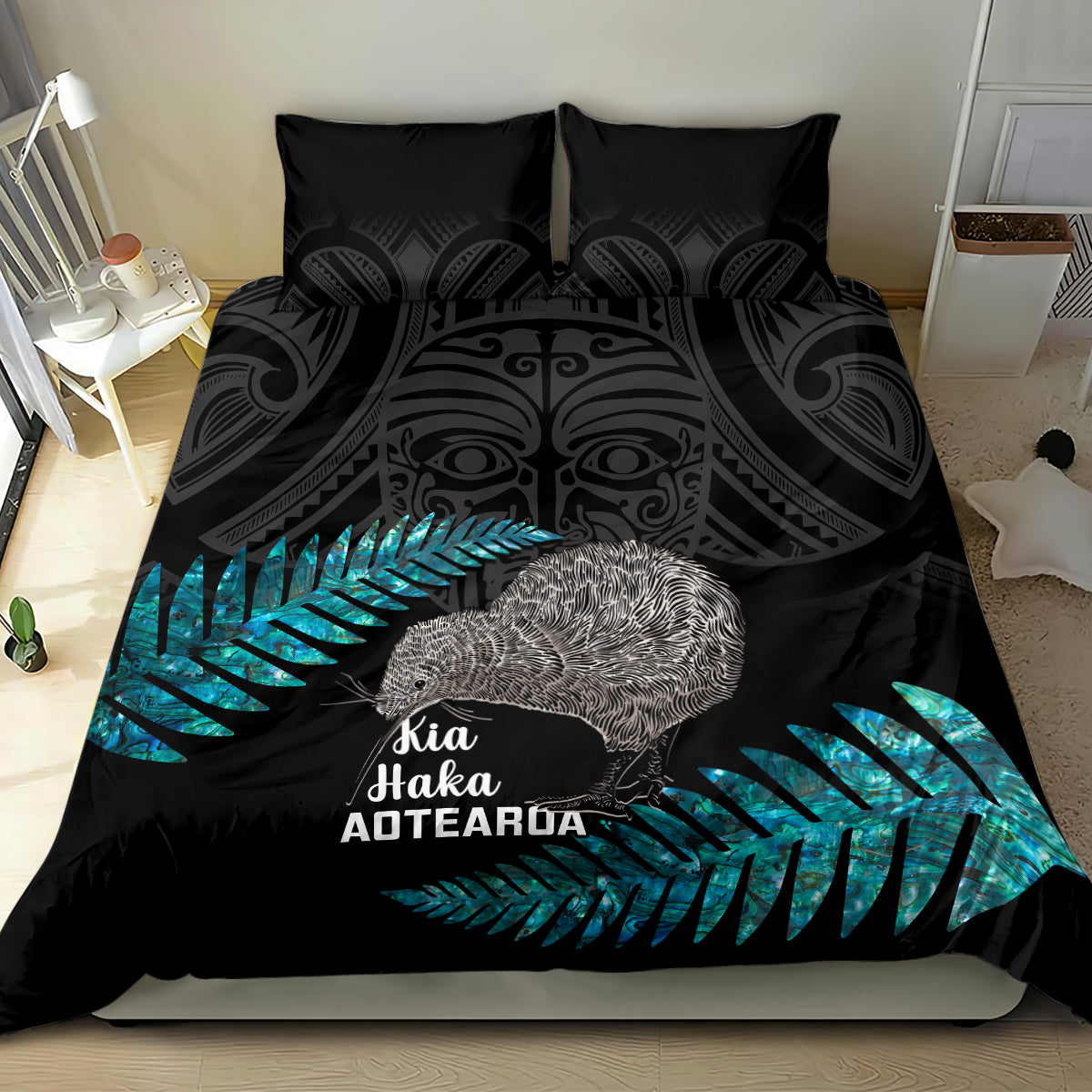 New Zealand Silver Fern Rugby Bedding Set Pacific 2023 Kia Haka Kiwis With Maori Ta Moko LT14 - Polynesian Pride