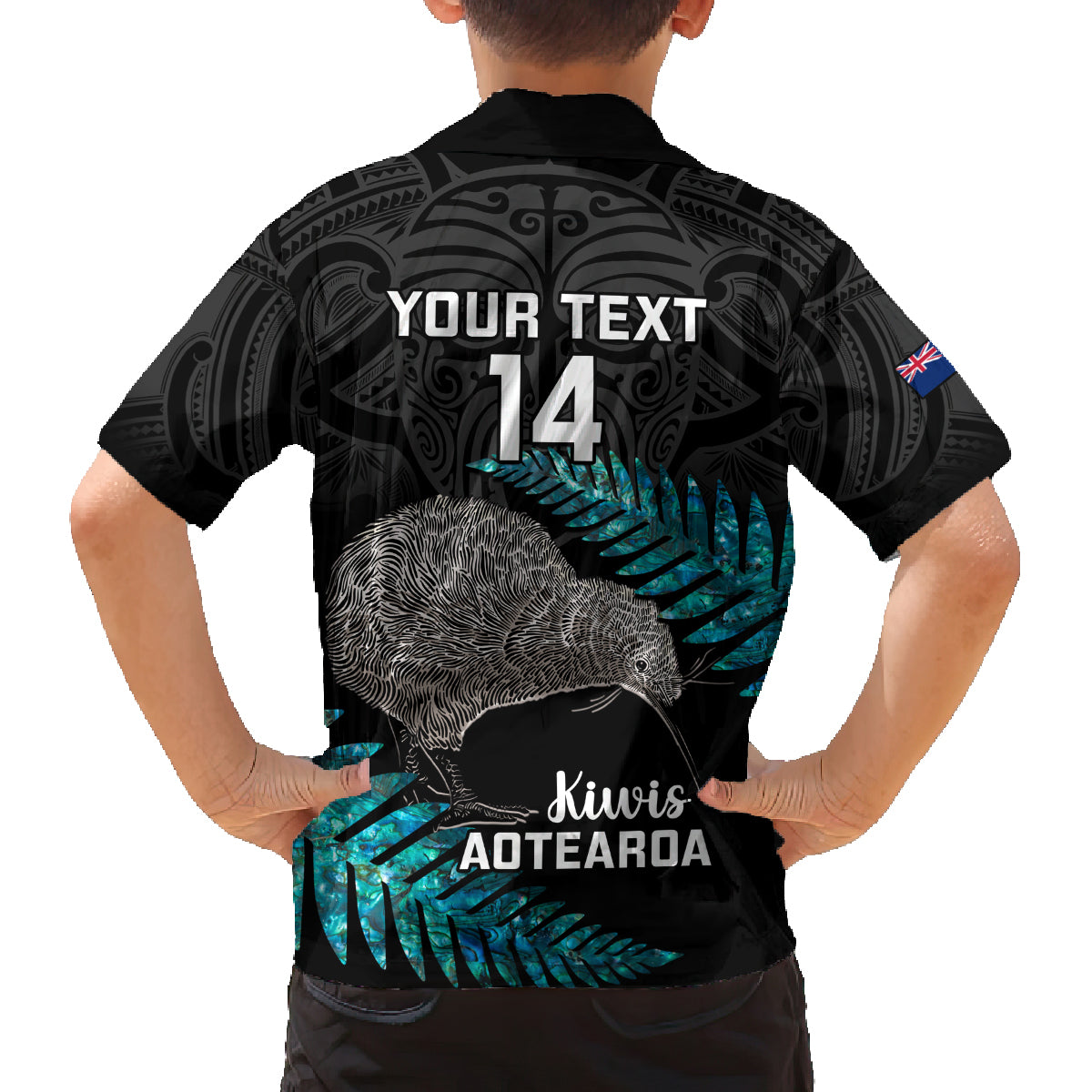 Custom New Zealand Silver Fern Rugby Family Matching Off Shoulder Long Sleeve Dress and Hawaiian Shirt Pacific 2023 Kia Haka Kiwis With Maori Ta Moko LT14 - Polynesian Pride