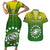 Custom Cook Islands Rugby Couples Matching Short Sleeve Bodycon Dress and Hawaiian Shirt Pacific 2023 Go The Kukis LT14 Green - Polynesian Pride