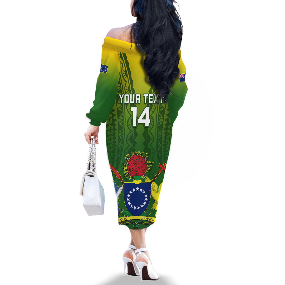 Custom Cook Islands Rugby Family Matching Off Shoulder Long Sleeve Dress and Hawaiian Shirt Pacific 2023 Go The Kukis LT14 - Polynesian Pride