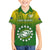 Custom Cook Islands Rugby Family Matching Off Shoulder Long Sleeve Dress and Hawaiian Shirt Pacific 2023 Go The Kukis LT14 Son's Shirt Green - Polynesian Pride