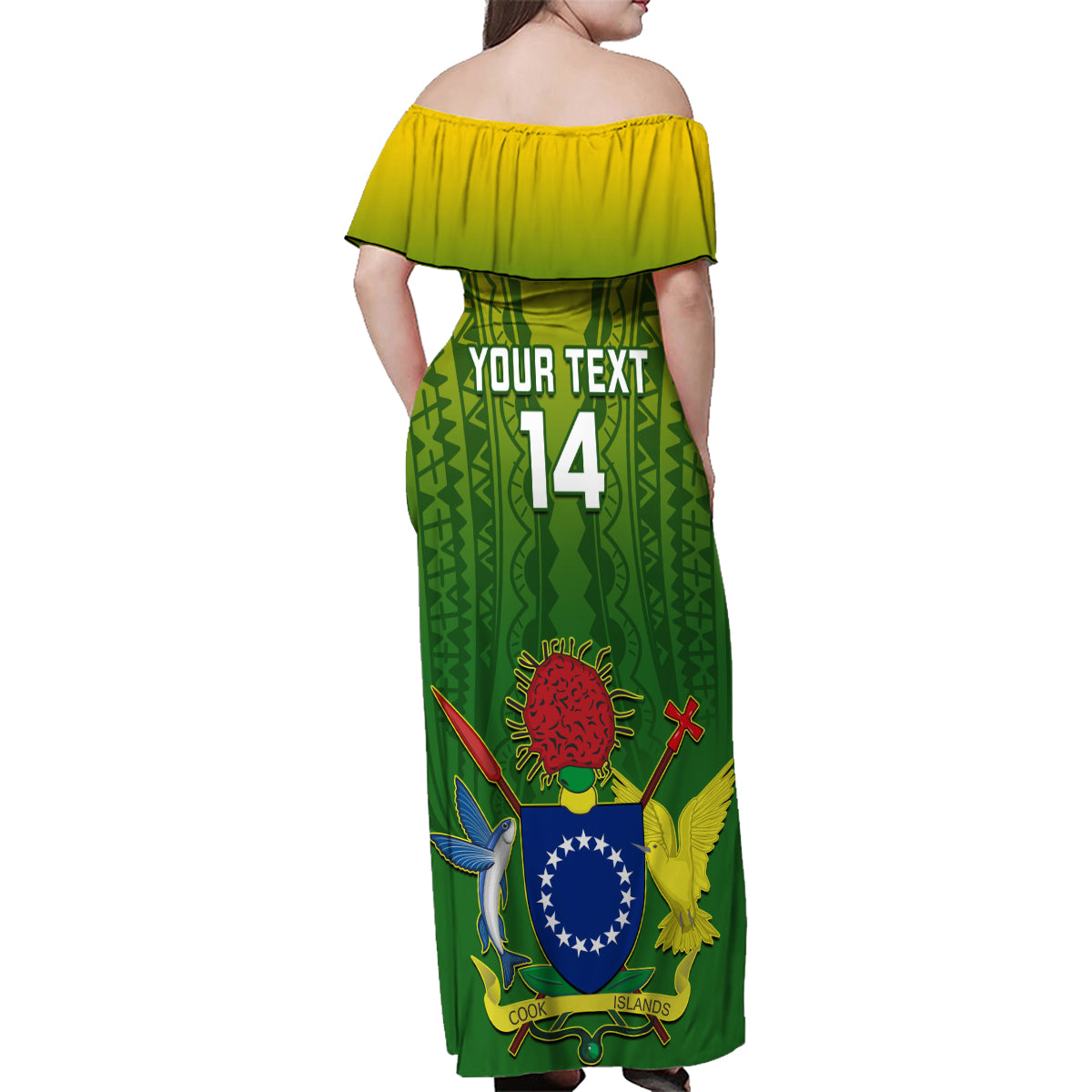 Custom Cook Islands Rugby Family Matching Off Shoulder Maxi Dress and Hawaiian Shirt Pacific 2023 Go The Kukis LT14 - Polynesian Pride