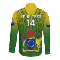 Custom Cook Islands Rugby Long Sleeve Button Shirt Pacific 2023 Go The Kukis LT14 - Polynesian Pride