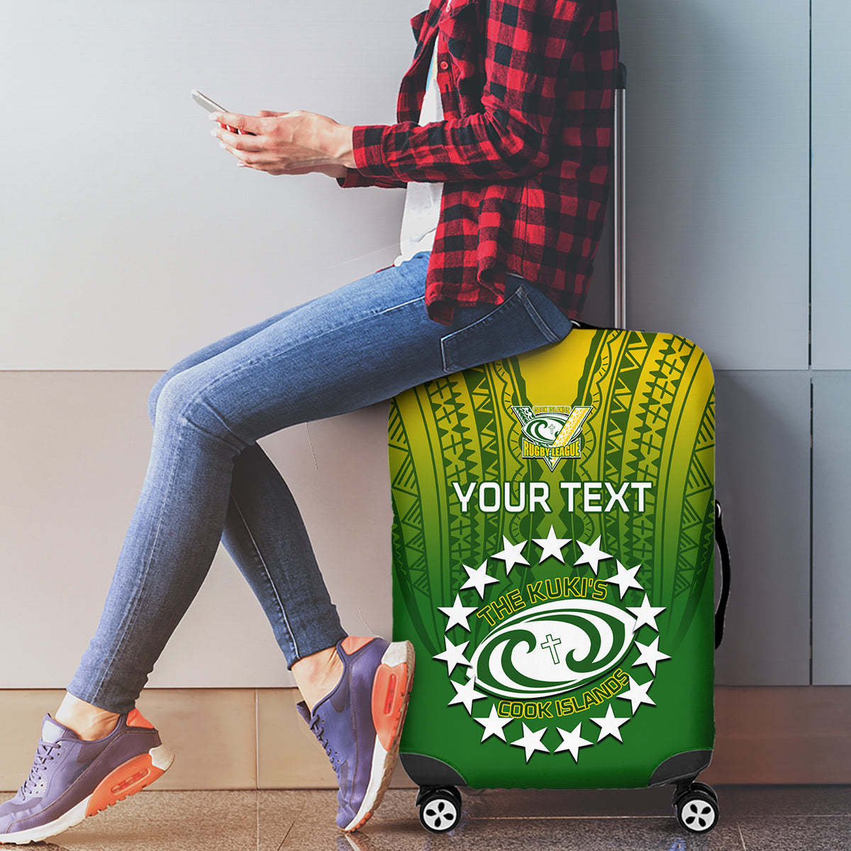 Custom Cook Islands Rugby Luggage Cover Pacific 2023 Go The Kukis LT14 - Polynesian Pride
