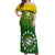 Custom Cook Islands Rugby Off Shoulder Maxi Dress Pacific 2023 Go The Kukis LT14 Women Green - Polynesian Pride