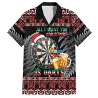 All I Want For Christmas Is Darts New Zealand Family Matching Long Sleeve Bodycon Dress and Hawaiian Shirt LT14 Dad's Shirt - Short Sleeve Black - Polynesian Pride