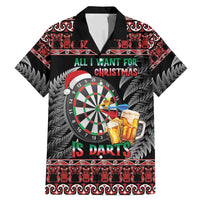 All I Want For Christmas Is Darts New Zealand Family Matching Mermaid Dress and Hawaiian Shirt LT14 Dad's Shirt - Short Sleeve Black - Polynesian Pride