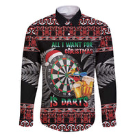All I Want For Christmas Is Darts New Zealand Family Matching Off The Shoulder Long Sleeve Dress and Hawaiian Shirt