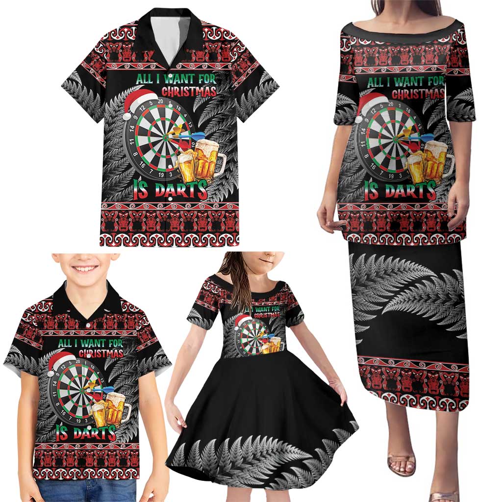 All I Want For Christmas Is Darts New Zealand Family Matching Puletasi and Hawaiian Shirt LT14 - Polynesian Pride