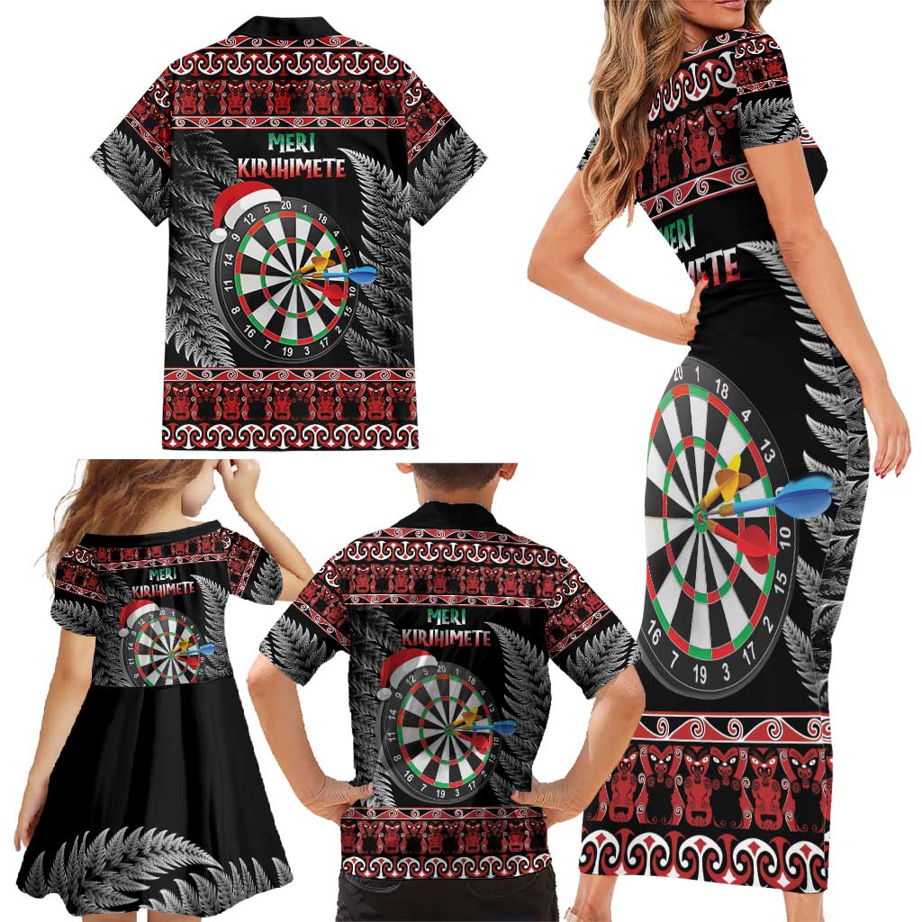 All I Want For Christmas Is Darts New Zealand Family Matching Short Sleeve Bodycon Dress and Hawaiian Shirt LT14 - Polynesian Pride