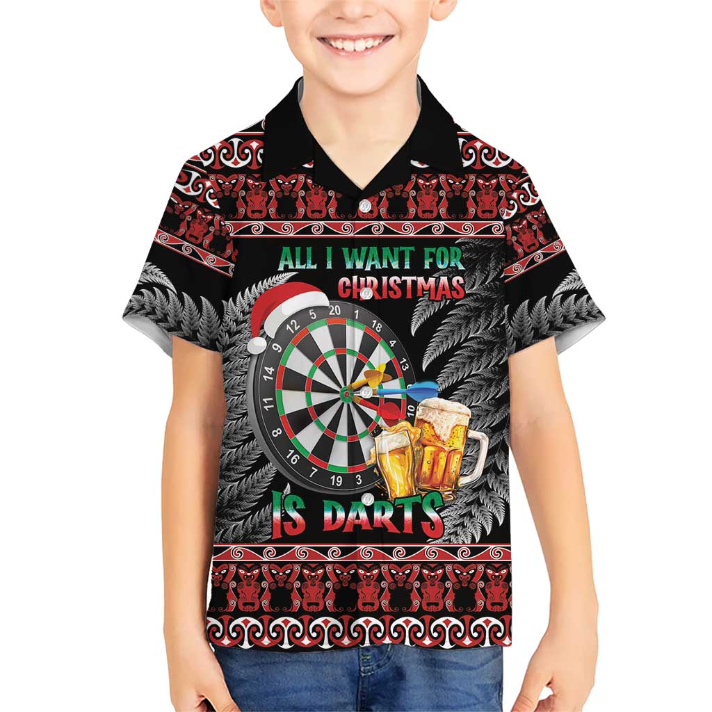 All I Want For Christmas Is Darts New Zealand Kid Hawaiian Shirt LT14 Kid Black - Polynesian Pride