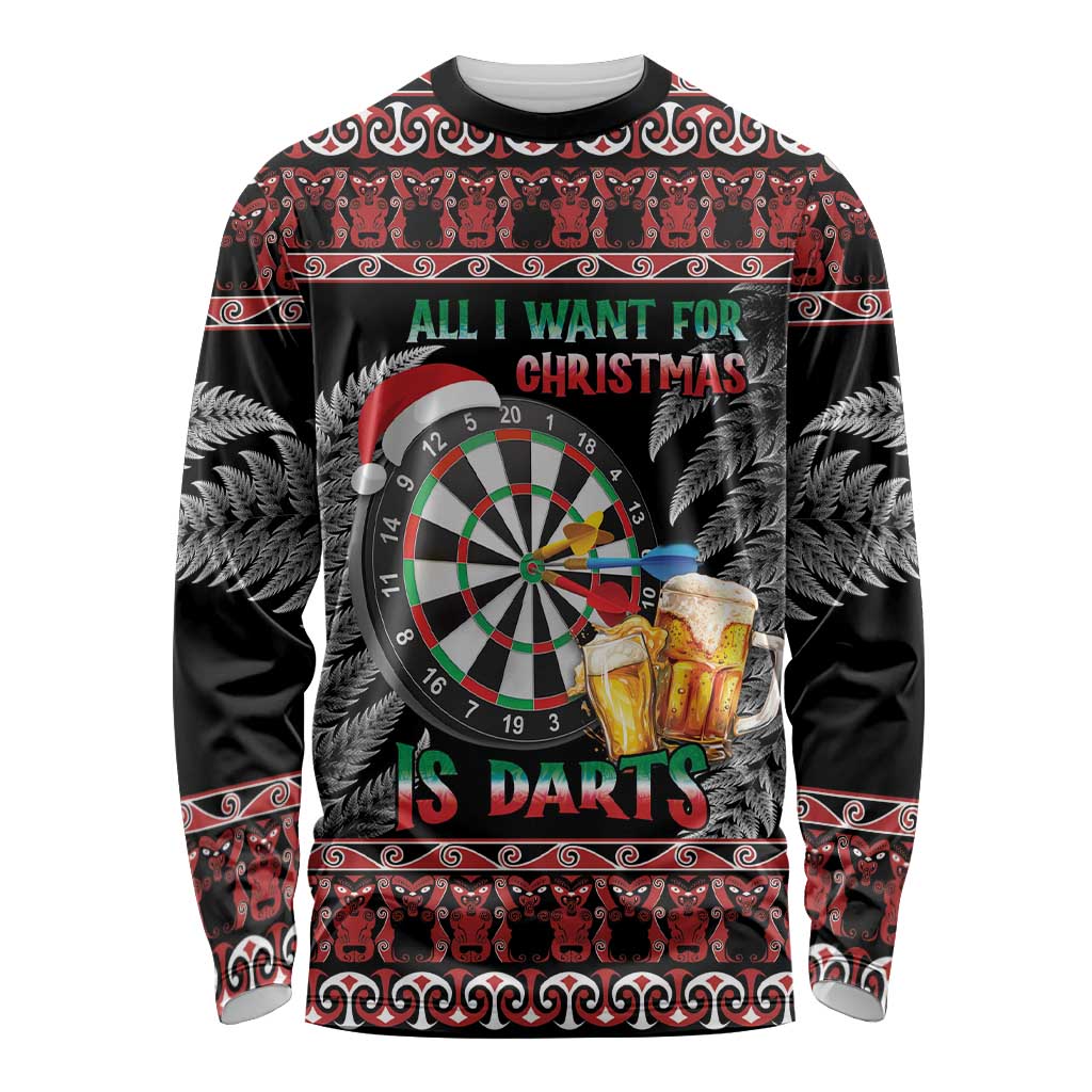 All I Want For Christmas Is Darts New Zealand Long Sleeve Shirt