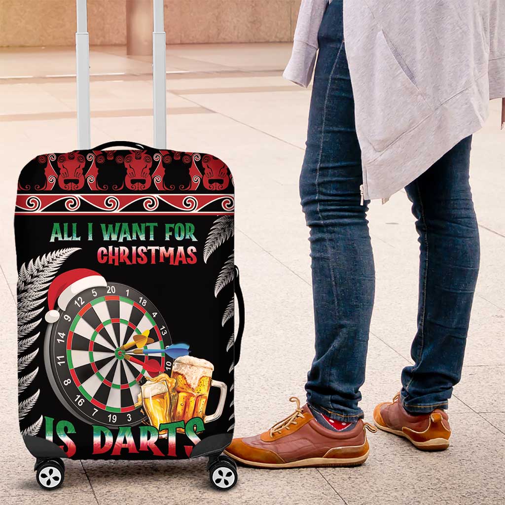 All I Want For Christmas Is Darts New Zealand Luggage Cover LT14 Black - Polynesian Pride