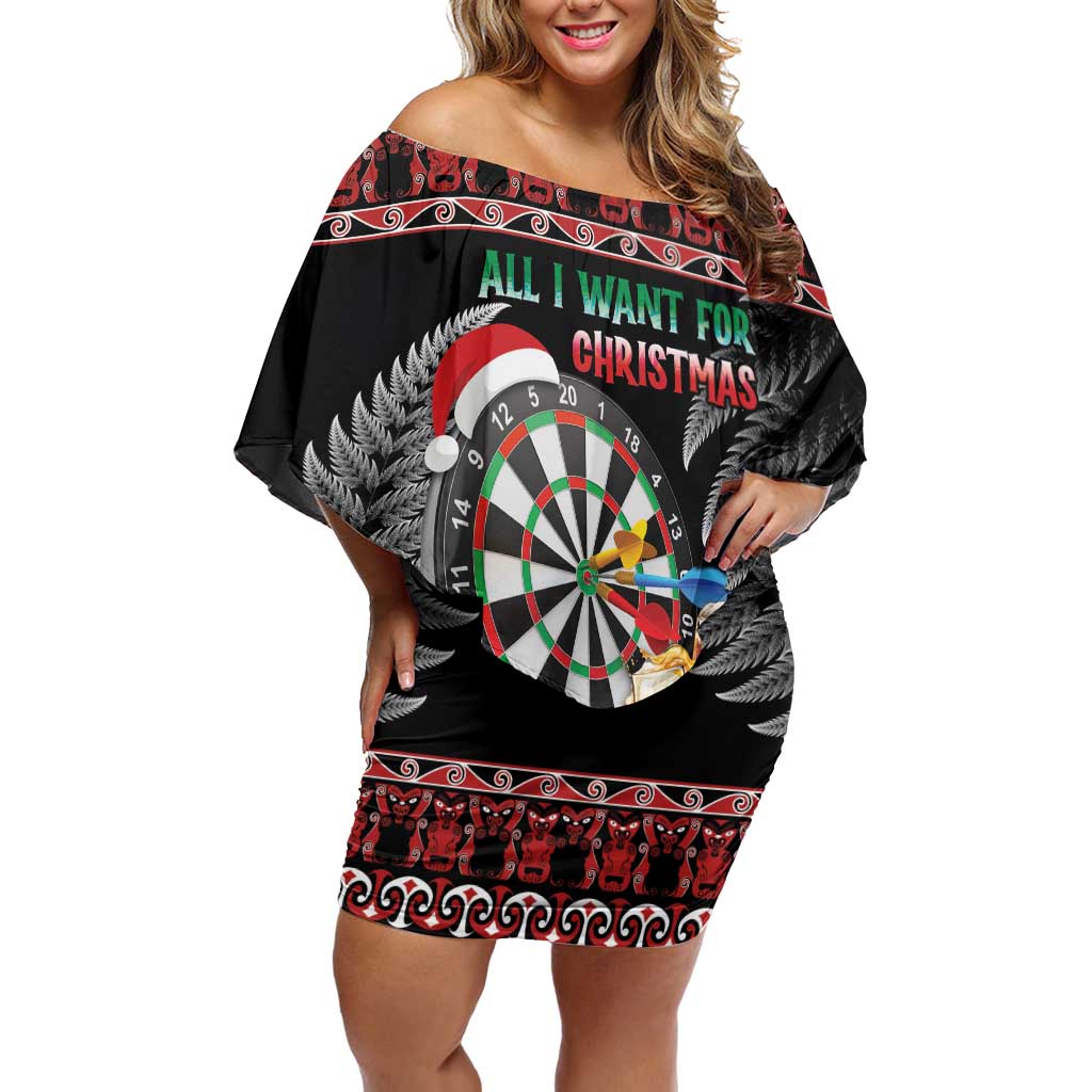 All I Want For Christmas Is Darts New Zealand Off Shoulder Short Dress