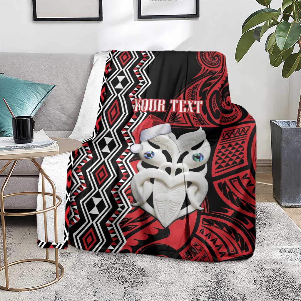 Personalised New Zealand Christmas Blanket Meri Kirihimete Maori Wheku - Taniko Art LT14 - Polynesian Pride