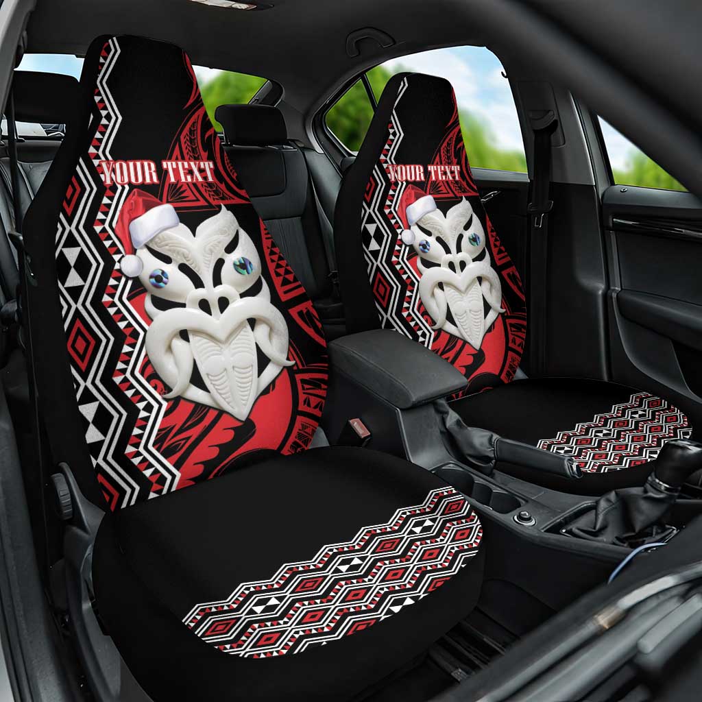 Personalised New Zealand Christmas Car Seat Cover Meri Kirihimete Maori Wheku - Taniko Art