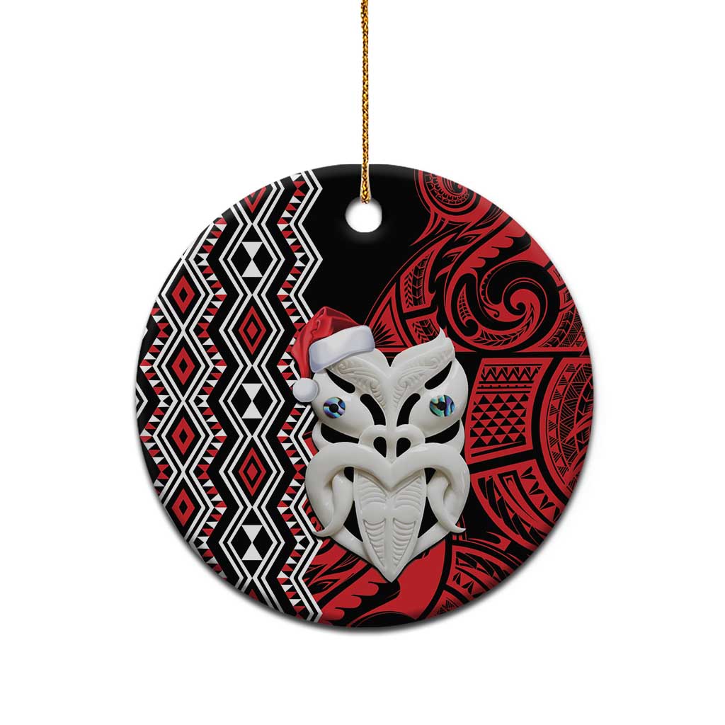 Personalised New Zealand Christmas Ceramic Ornament Meri Kirihimete Maori Wheku - Taniko Art LT14 - Polynesian Pride