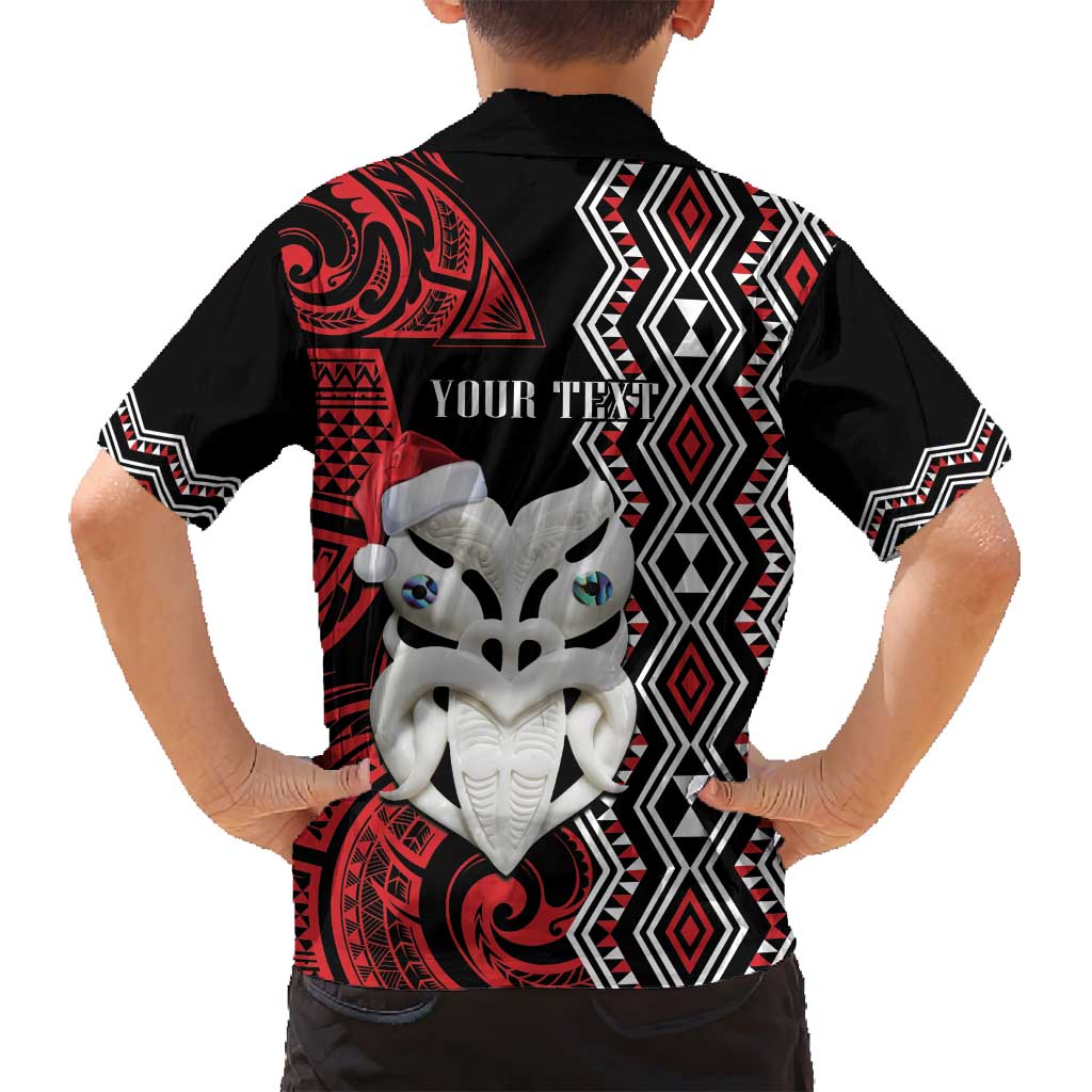 Personalised New Zealand Christmas Family Matching Off Shoulder Short Dress and Hawaiian Shirt Meri Kirihimete Maori Wheku - Taniko Art LT14 - Polynesian Pride