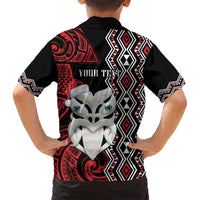 Personalised New Zealand Christmas Family Matching Off Shoulder Short Dress and Hawaiian Shirt Meri Kirihimete Maori Wheku - Taniko Art LT14 - Polynesian Pride