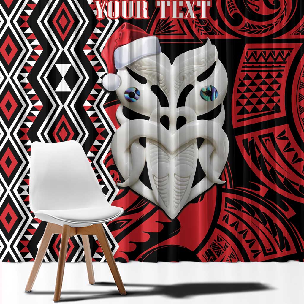 Personalised New Zealand Christmas Window Curtain Meri Kirihimete Maori Wheku - Taniko Art