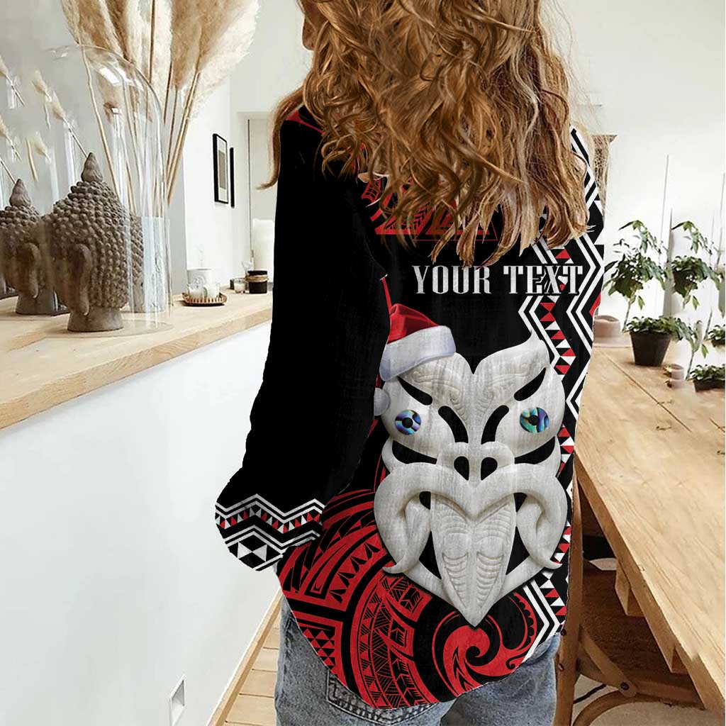 Personalised New Zealand Christmas Women Casual Shirt Meri Kirihimete Maori Wheku - Taniko Art LT14 - Polynesian Pride